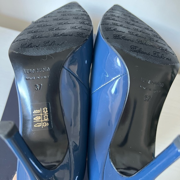 Fabiani Patent Leather Navy Pumps EU 37 US 6.5, 3,5in Like New - Picture 4 of 6